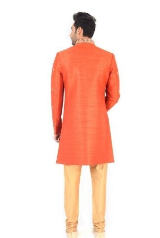 Smvm Indo Western Sherwani Mens Wear Orange